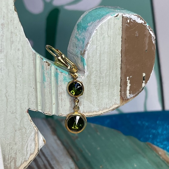 Neiman Marcus Green & Goldtone Stone Statement Earrings - Picture 4 of 6